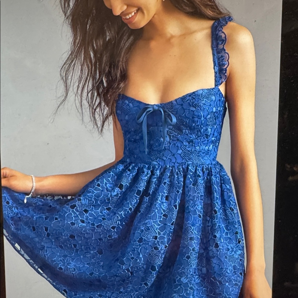 By Anthropologie Blue Lace Mini Dress